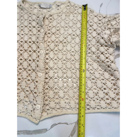 Simpatico Vintage 90s Y2K Open Mesh Cream Cardigan L Coachella Cottagecore Clean - Picture 7 of 7